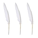 MFUOE White Goose Feather Quill Pens Feather Signing Pen Black Ink for School Office Birthday Party Favor (3)