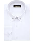 Jack Martin Men's Penny Collar Dress Shirt with Pin Collar Bar | Long Sleeve | Button-Up Stylish Formal (White Plain,L)
