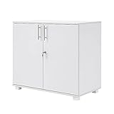 Panana Modern Wooden Filing Cabinet, 2 Door Office Storage Drawers With Lock Lateral File Cabinet Organizer For Home Office (White)