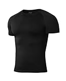 Niksa 1Pack Gym T Shirts Men Compression Shirt Breathable Active Wear Muscle Fit Running Top Quick Dry Base Layers Tights Clothes for Sports, Black,L