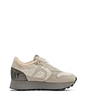 Women's Trainers with Laces, Retro Style Running Noventero, Fashion Casual Winter, Double Sole with Shearling Fabric, Comfort and Style, beige, 6 UK