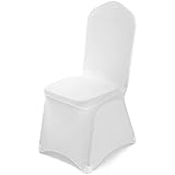 VELPAX Chair Covers Wedding 50Pcs White Chair Cover Polyester Spandex Stretch Removable Washable Slipcovers Chair Covers for Wedding Banquet Celebra