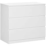 HOMCOM Chest of Drawers, 3-Drawer Storage Organiser Unit for Bedroom, Living Room, 80 x 39 x 73cm, White