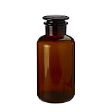 UNIQUE HOME LIVING Apothecary Jar Reagent Bottle, 500ml Amber Glass Storage Jar with Lid, Reusable Vintage Refillable Container for Herbs, Spices, Oils, Bath Salts, Lotion, Perfume