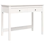 vidaXL Solid Wood Pine Desk with Drawers - White 100x50x78 cm - Scandinavian Style - Rectangle Home Office Furniture