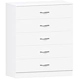 Vida Designs Riano 5 Drawer Chest of Drawers, Metal Handles and Runners, Anti-Bowing Drawer Support, Bedroom, Nursery Furniture, White