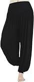 SXME MIGHT SAY Women's Harem Trousers - Ladies Casual Pants -Elasticated Waist - Soft Stretchy Fabric - Full Length - Plus Size UK (UK, Numeric, 8, 26, Regular, Regular, XL (16-18), Black)
