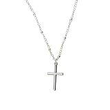 Silver Minimalist Cross Pendant – Delicate Waterproof Jewelry for Everyday Wear, Versatile Gifts for All Ages (Chain Included)