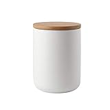 Food Storage Canister, Ceramic Food Storage Jar Airtight with Sealed Bamboo Lid, Kitchen Food Storage Jar Container Caddy for Tea Sugar Coffee Bean Nuts Spice (White 27.05 oz/800ml)