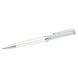 Swarovski Crystalline Ballpoint Pen, Black Ink in White Coloured Casing, Crystal Design, from the Crystalline Collection