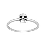 Treasure Bay Women's Girls Skull Ring Delicate Skull Ring Fingers Ring 925 Sterling Silver Size: L, N, M, P, R, T (Sterling Silver, M)
