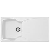 Liquida CMP10WH 1.0 Bowl Reversible White Kitchen Sink and Waste Kit