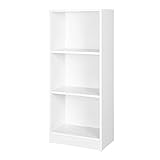 VASAGLE 3-Tier Bookcase with Adjustable Shelves, Kid’s Bookshelf and Storage Unit for Study Home Office, 40 x 24 x 93 cm, White LBC103W