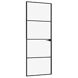 vidaXL Interior Door in Black with Tempered Glass & Aluminium Frame, 76x201.5 cm - Modern Design - Easy Installation - For Living Space