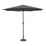 GardenKraft 14620 2.7m Outdoor Garden Parasol/Tilt & Crank Mechanism / 6 Steel Ribs/UV 30 Protection/Durable Polyester Material/Charcoal Colour
