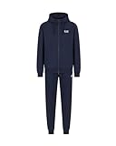 EA7 Men's Chest Logo Zip Hood Tracksuit, Blue, L