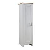 Home Source Bedroom Furniture, 1 Door Slim Wardrobe, Oak Effect Top, White