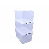 Really Useful Box Nestable Plastic Storage 83 Litre Clear (Pack of 3)