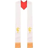 Zghhc Double Sided Clergy Stole with Tassels Church Clergy Stole Church Religious Scarf for Officiant Priest Robe Accessories