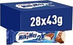 Milky Way Chocolate Bars, Nougat & Milk Chocolate Bulk Box, 28 x 43g, Ideal for Party Bag Fillers, Snacks or Hamper