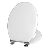 Durable Soft Close Antibacterial Toilet Seat - Adjustable Hinges, Wooden Material, Quick Release Lid for Easy Clean (White)