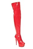 Bismaa Womens Ladies Sexy Thigh HIGH Kinky Fetish Over The Knee Platform Stiletto Heel Full Side Zip Boots (5 UK, Red Patent, numeric_5)