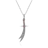 TAKILINGO 925 Sterling Silver Arabic Zulfiqar's Sharp Sword imam Ali's Big Brave None Written Cubic Red Zircon Stone Flamboyant Men's Pendant Necklace Gift (55)