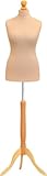 Female Tailors Dummy Cream Size 10/12 Dressmakers Fashion Students Mannequin Display Bust With A Light Wood Base