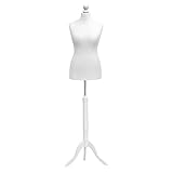H & H Traders White Female Tailors Mannequin Display Bust Dummy FOR Dressmakers Fashion Students With A White Wood Tripod Base Size 36/38, UK 8/10 or 10/12