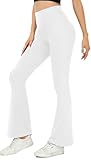 ACTINPUT Yoga Pants for Women Flared Leggings High Waisted Bootcut Black Trousers Women's Workout Bootleg Stretchy Leggings(White,M)