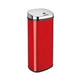 Rect 50L Stainless Steel Auto Sensor Kitchen Waste Dust Bin Automatic Motor RED