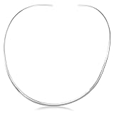 3MM Solid Sterling Silver Choker Necklaces for Women / Girls - Polished Flat Silver Necklace Adjustable Torque / Torc Neck Choker - 925 Sterling Silver Choker - Chokers for Women