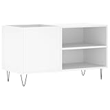 vidaXL Engineered Wood Record Cabinet - Modern White Music Collection Storage Unit with Iron Feet for Living Room