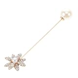 FRCOLOR Pearl Brooch Pin with Rhinestones Vintage Elegant Suit Lapel Pin for Women, Anti-Slip Design, Perfect for Weddings, Business Meetings & Parties Dinners Jewelry Accessory