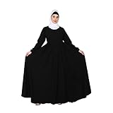 BT - Being Traditional Women's Full Flared Umbrella Abaya Dress with Skirt Look, Front Zip & Long Sleeves, black, L
