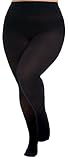 Viozocy Plus Size Semi Opaque 80D Solid Color Tights for Women, High Waist Ultra-Stretch Durable Pantyhose, Ladies Soft Comfortable Footed Tights 1XL,2XL,3XL,4XL(3XL,Black)