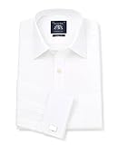 THE SAVILE ROW COMPANY LONDON Men's Classic Fit Cotton Poplin Double Cuff Formal Shirt - White - 15.5" Collar