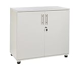 MMT Storage Cupboard, Storage Cabinet, File Cabinet for Office Documents, Garage Tools, Utility, White Wood , Lockable, 31.5" Long
