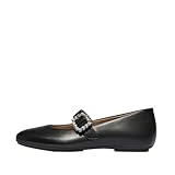 Fitflop Women's DELICATO Crystal-Buckle Leather Mary Janes Flat, Black, 5 UK