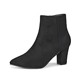 Remxi Women's Ankle Boots Chunky High Heel Chelsea Boots Casual Smart Party Ladies Shoes SuedeBlack UK 6