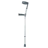 Coopers PVC Handle Double Adjustable Elbow Crutch - Large - Single | Lightweight Crutch for Adults | Height Adjustable Elbow Crutch | Hospital Crutch | Soft Touch PVC Handle