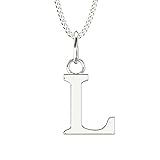 Aeon Jewellery Alphabet Initial Necklace - L | 925 Sterling Silver | Adjustable 16-18 Inch Silver Necklace | Polishing Cloth Included