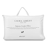 Laura Ashley Supreme Comfort Latex Pillow - 300 Thread Count Satin Stripe Cotton Cover, Dual-Sided Design with Latex Core & Supersoft Hollowfibre Filling