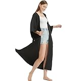 Women's Stylish Tie Dye Beach Kimono Cardigan Turkish Kaftans Swimsuit Bikini Cover up Beachwear Plain Black