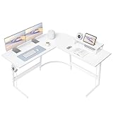 Cubiker L Shaped Gaming Desk Computer Office Desk, 120 cm Corner Table with Large Monitor Stand for Home Office Study Writing Workstation, White