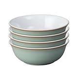Denby - Regency Green Cereal Bowls Set of 4 - Dishwasher Microwave Safe Crockery 650ml 16.5cm - Green, White Ceramic Stoneware Tableware - Chip & Crack Resistant Soup Bowls