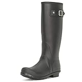 Womens Tall Muck Buckle Dog Walking Snow Rain Waterproof Wellington Boot - Black - UK5/EU38 - BL0290