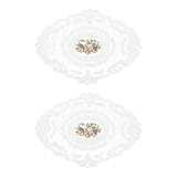 Luckious 2 Pack Retro Lace Placemats - French Crochet Doilies Table Placemats, Handmade Embroidered Table Mats