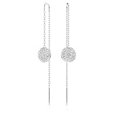 Swarovski Meteora drop earrings, White, Rhodium plated
