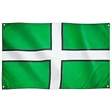 Runesol Devon Flag, 91x152cm, 3ft x 5ft, Saint Petroc's Flag, 4 Grommets, Eyelet in Every Corner, Devon Cross, Devonian Flag, Premium Flags, Inside, Outside, Vivid Colours